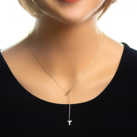 Stříbrný náhrdelník - nekonečno, křížek, délka 43 až 46 cm | Argento.cz