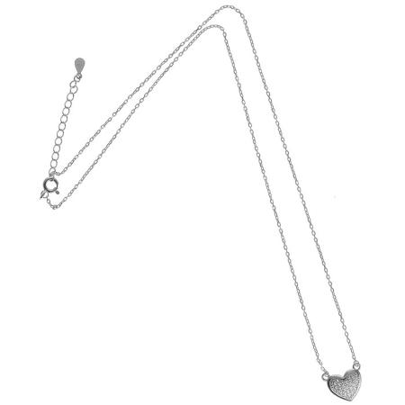 Stříbrný náhrdelník - srdíčko, čiré kulaté zirkony, délka 43 až 46 cm | Argento.cz