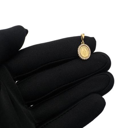 Zlatý přívěsek Zázračná medailka - čiré kulaté zirkony | Argento.cz