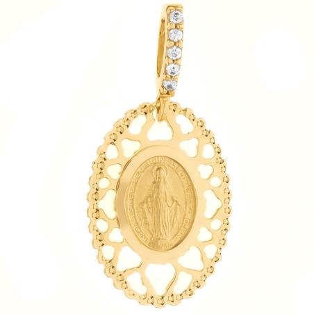Zlatý přívěsek Zázračná medailka - čiré kulaté zirkony | Argento.cz