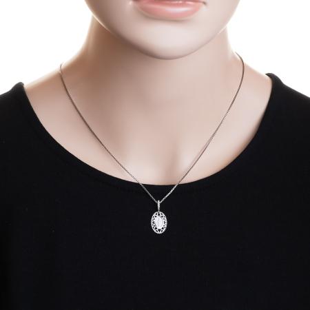 Přívěsek z bílého zlata Zázračná medailka - čiré kulaté zirkony | Argento.cz