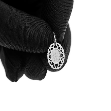 Přívěsek z bílého zlata Zázračná medailka - čiré kulaté zirkony | Argento.cz