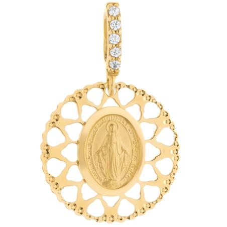 Zlatý přívěsek Zázračná medailka - čiré kulaté zirkony | Argento.cz