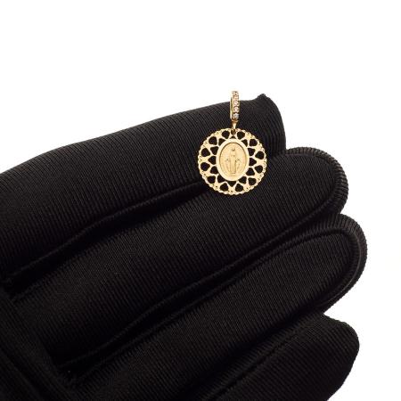 Zlatý přívěsek Zázračná medailka - čiré kulaté zirkony | Argento.cz