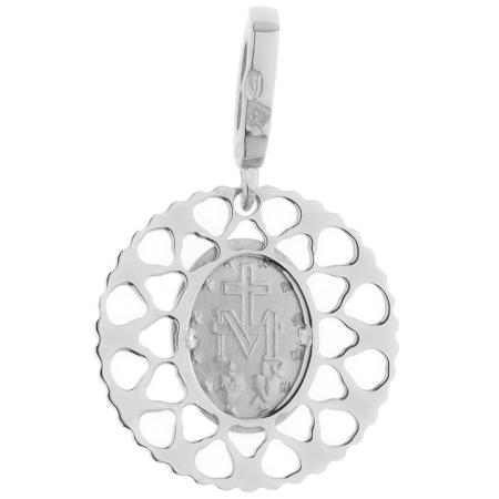 Přívěsek z bílého zlata Zázračná medailka - čiré kulaté zirkony | Argento.cz