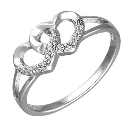 Stříbrný prsten - srdíčko, čiré kulaté zirkony | Argento.cz