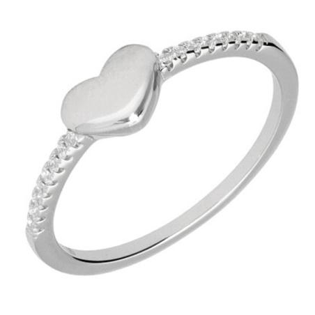 Stříbrný prsten - srdíčko, čiré kulaté zirkony | Argento.cz