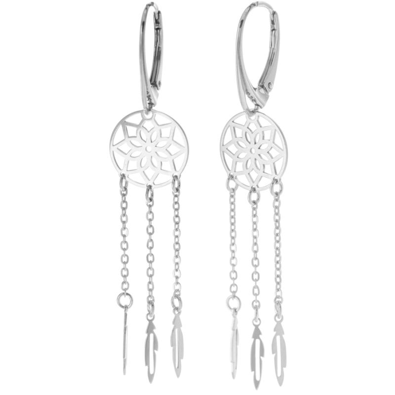 Stříbrné náušnice s řetízkem - květ života | Argento.cz