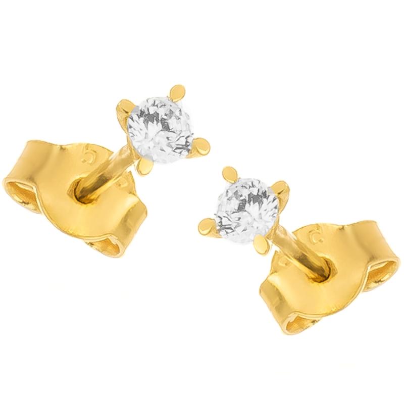 Zlaté náušnice - čirý kulatý zirkon, průměr 2,8 mm | Argento.cz