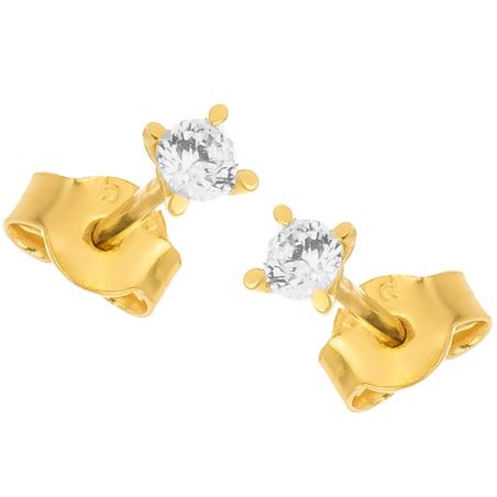Zlaté náušnice - čirý kulatý zirkon, průměr 2,8 mm | Argento.cz