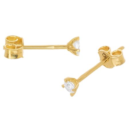 Zlaté náušnice - čirý kulatý zirkon, průměr 2,8 mm | Argento.cz