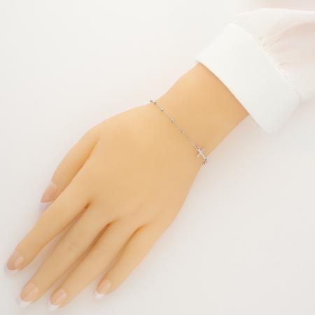 Stříbrný náramek růženec - 1 desítek, křížek, Zázračná medailka, délka 18 až 24 cm | Argento.cz