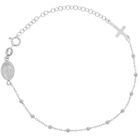 Stříbrný náramek růženec - 1 desítek, křížek, Zázračná medailka, délka 17 až 23 cm | Argento.cz
