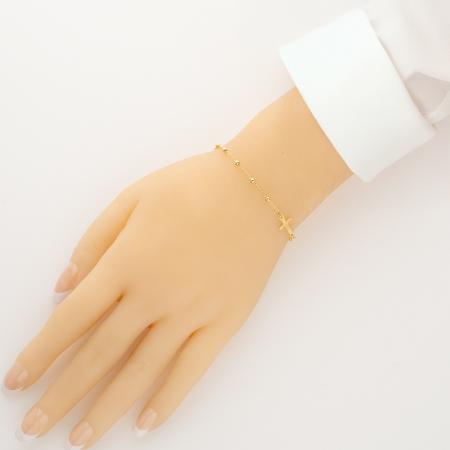 Pozlacený stříbrný náramek růženec - 1 desítek, křížek, Zázračná medailka, délka 17 až 23 cm | Argento.cz