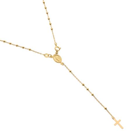 Pozlacený stříbrný náhrdelník - růženec, 5 desátků, křížek, Zázračná medailka, délka 50 cm | Argento.cz