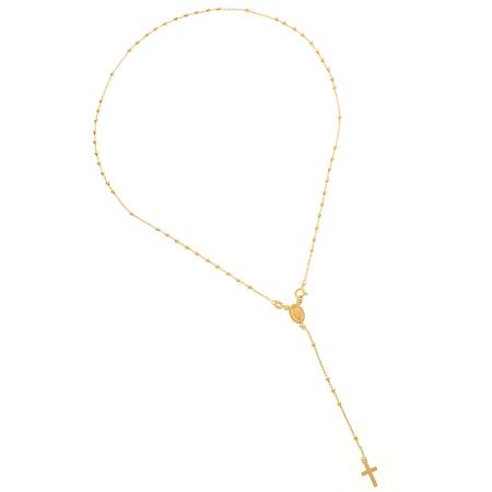 Pozlacený stříbrný náhrdelník - růženec, 5 desátků, křížek, Zázračná medailka, délka 50 cm | Argento.cz