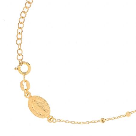 Pozlacený stříbrný náramek růženec - 1 desítek, křížek, Zázračná medailka, délka 17 až 20 cm | Argento.cz