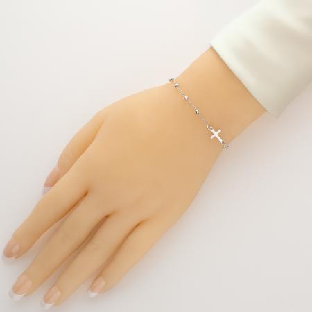 Stříbrný náramek růženec - 1 desítek, křížek, Zázračná medailka, délka 17 až 23 cm | Argento.cz