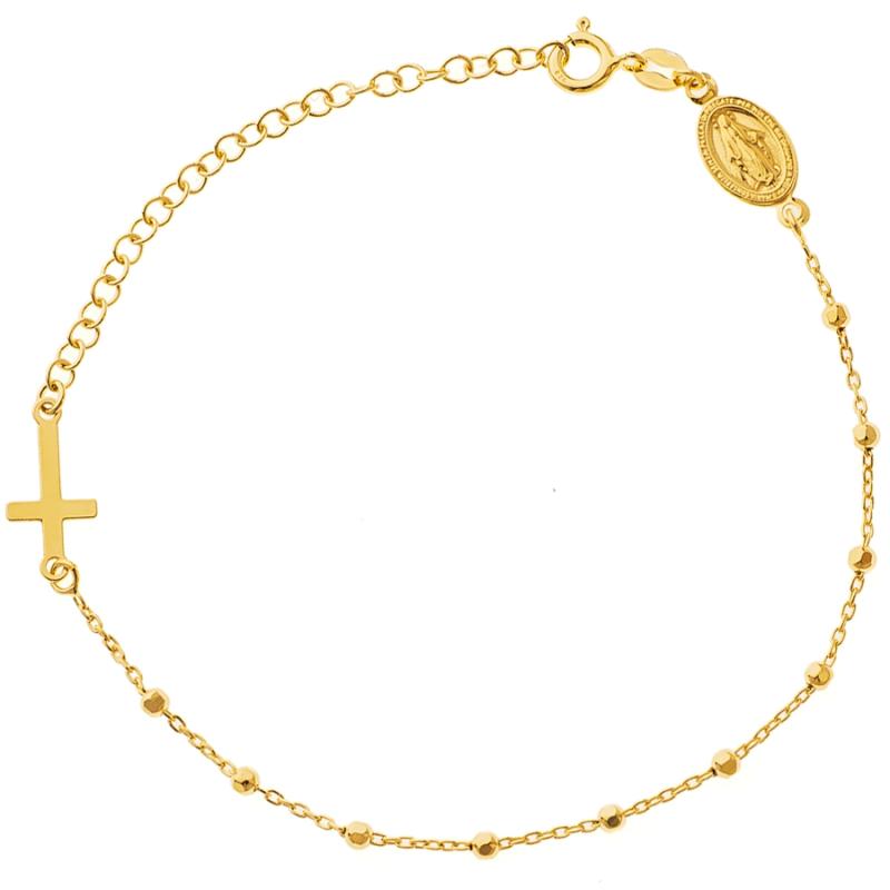 Stříbrný náramek růženec - 1 desítek, křížek, Zázračná medailka, délka 17 až 23 cm | Argento.cz
