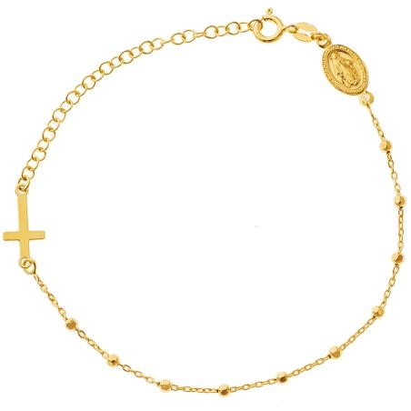 Stříbrný náramek růženec - 1 desítek, křížek, Zázračná medailka, délka 17 až 23 cm | Argento.cz