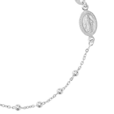 Stříbrný náramek růženec - 1 desítek, křížek, Zázračná medailka, délka 17 až 20 cm | Argento.cz