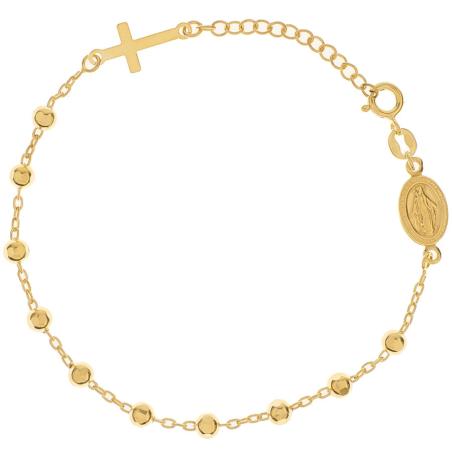 Pozlacený stříbrný náramek růženec - 1 desítek, křížek, Zázračná medailka, délka 18 až 20 cm | Argento.cz