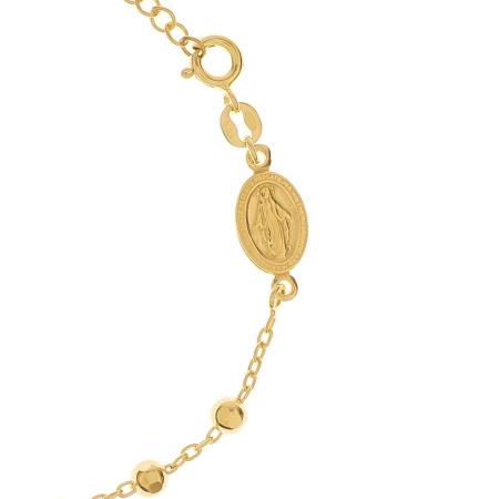 Pozlacený stříbrný náramek růženec - 1 desítek, křížek, Zázračná medailka, délka 18 až 20 cm | Argento.cz