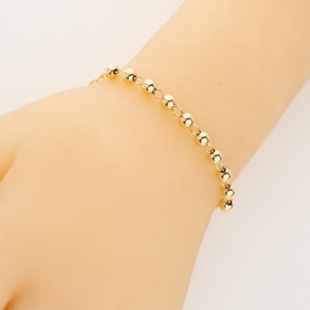 Pozlacený stříbrný náramek růženec - 1 desítek, křížek s Ježíšem, Zázračná medailka, délka 17 až 22 cm | Argento.cz