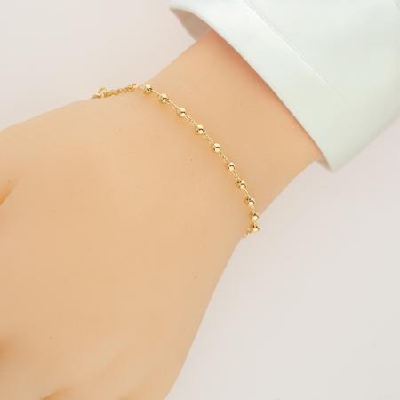 Pozlacený stříbrný náramek růženec - 1 desítek, křížek, Zázračná medailka, délka 17 až 23 cm | Argento.cz