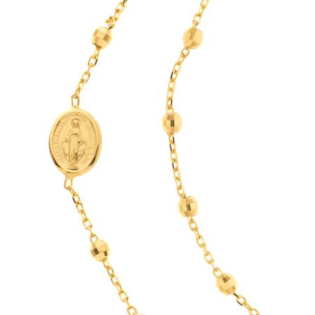 Zlatý náramek růženec - 1 desítek, křížek, Zázračná medailka, vzor Rolo, délka 18 až 20 cm | Argento.cz