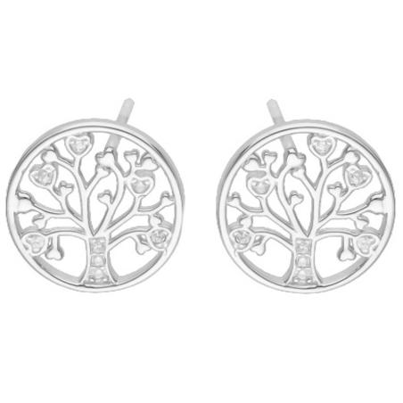 Stříbrné náušnice - strom života, čiré kulaté zirkony, délka 43 až 46 cm | Argento.cz