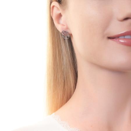 Stříbrné náušnice - strom života, čiré kulaté zirkony, délka 43 až 46 cm | Argento.cz