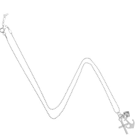 Stříbrný náhrdelník - srdíčko, kotva, křížek, délka 43 až 46 cm | Argento.cz