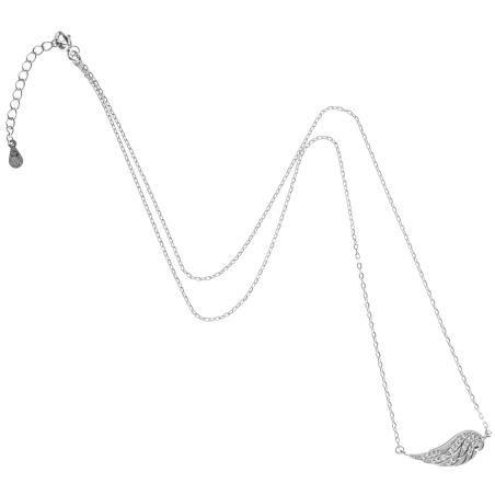 Stříbrný náhrdelník - andělské křídlo, čiré kulaté zirkony, délka 42 až 46 cm | Argento.cz