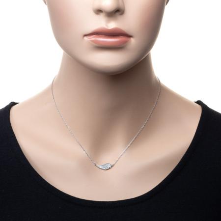 Stříbrný náhrdelník - andělské křídlo, čiré kulaté zirkony, délka 42 až 46 cm | Argento.cz