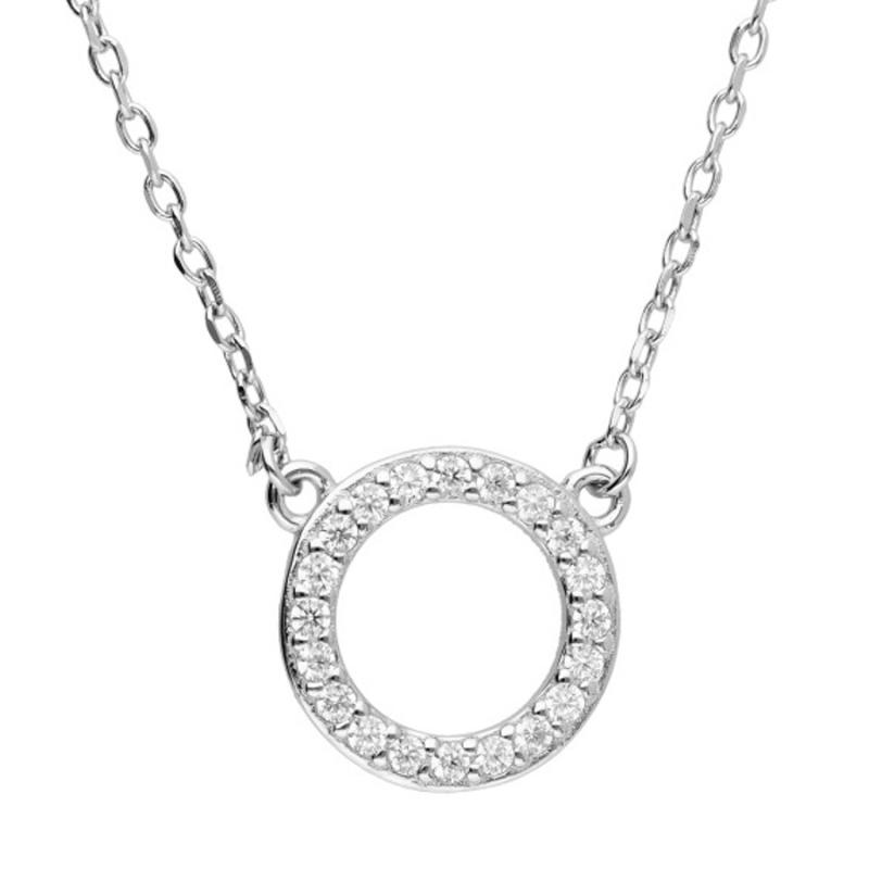 Stříbrný náhrdelník - čiré kulaté zirkony, délka 43 až 46 cm | Argento.cz
