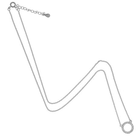 Stříbrný náhrdelník - čiré kulaté zirkony, délka 43 až 46 cm | Argento.cz