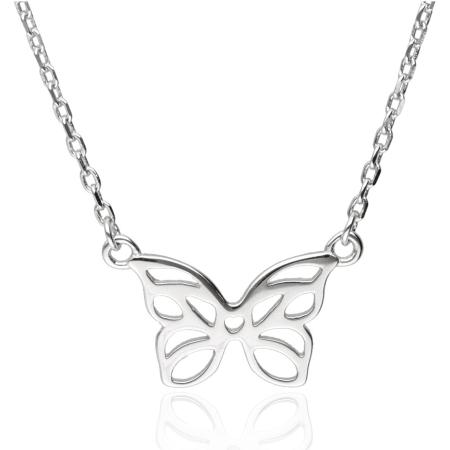 Stříbrný náhrdelník - motýl, délka 43 až 46 cm | Argento.cz