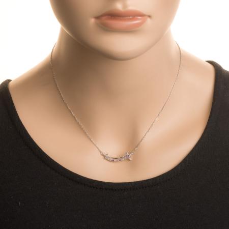 Stříbrný náhrdelník - křížek, barevné kulaté zirkony, délka 42 až 45 cm | Argento.cz