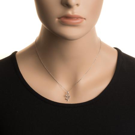 Stříbrný náhrdelník - had, čiré kulaté zirkony, délka 43 až 46 cm | Argento.cz