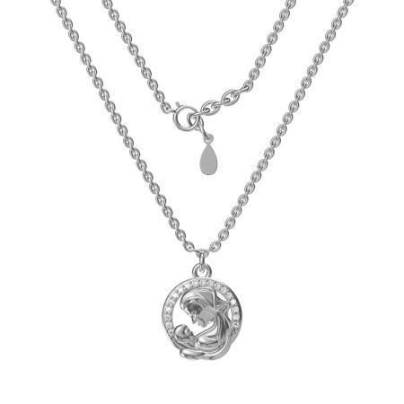 Stříbrný náhrdelník - máma s dítětem, čiré kulaté zirkony, délka 43 až 46 cm | Argento.cz