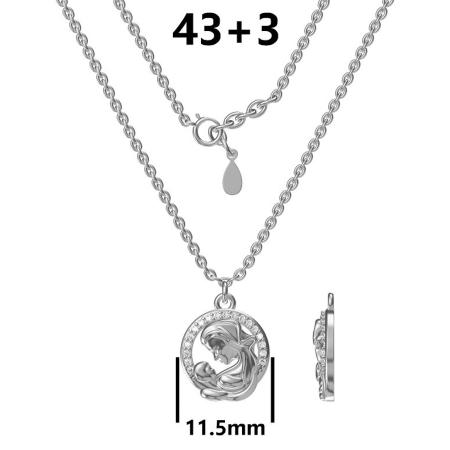 Stříbrný náhrdelník - máma s dítětem, čiré kulaté zirkony, délka 43 až 46 cm | Argento.cz