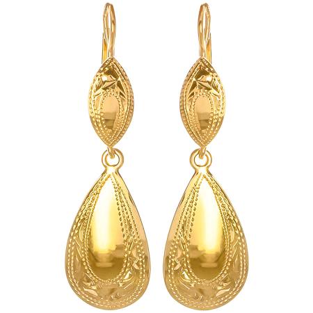 Pozlacené stříbrné náušnice - s ručním gravírem | Argento.cz