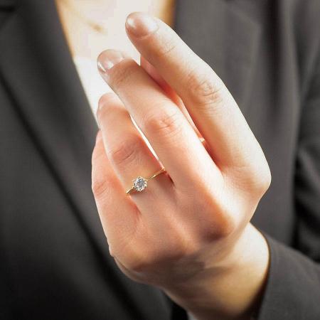 Pozlacený stříbrný prsten - čirý kulatý zirkon | Argento.cz