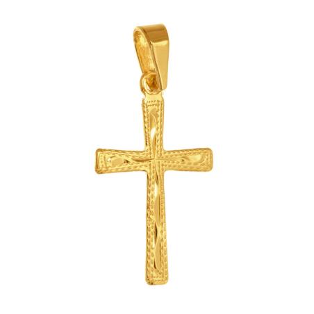 Pozlacený stříbrný přívěsek - křížek, s ručním gravírem | Argento.cz
