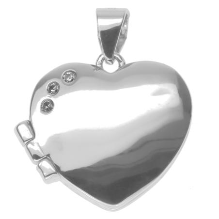 Stříbrný přívěsek na fotku - srdíčko, čiré kulaté zirkony | Argento.cz