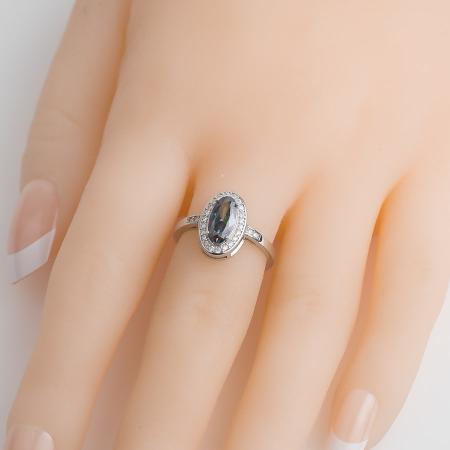 Stříbrný prsten - oválný zirkon Vitrail Light, čiré kulaté zirkony | Argento.cz