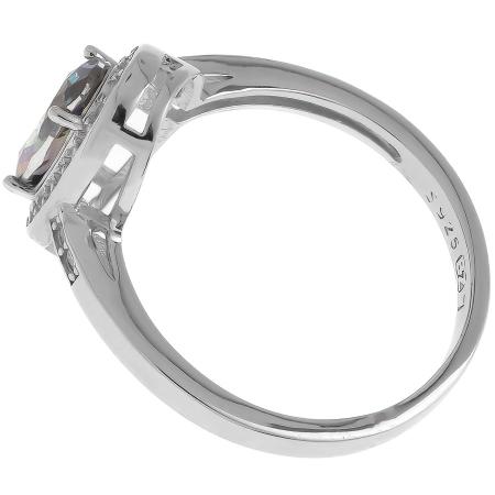 Stříbrný prsten - oválný zirkon Vitrail Light, čiré kulaté zirkony | Argento.cz