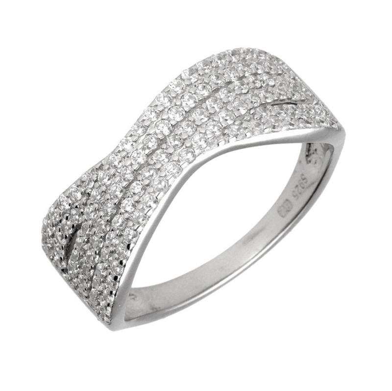 Stříbrný prsten - čiré kulaté zirkony | Argento.cz