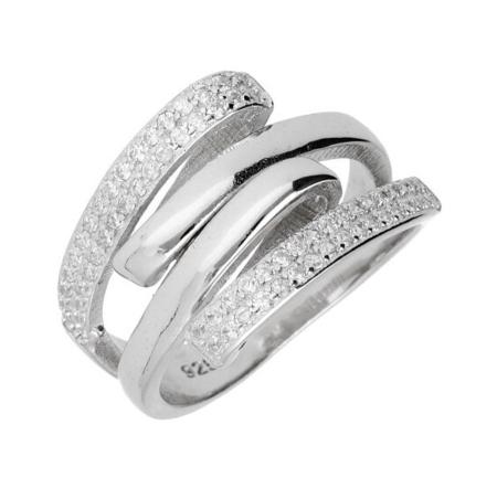 Stříbrný prsten - čiré kulaté zirkony | Argento.cz